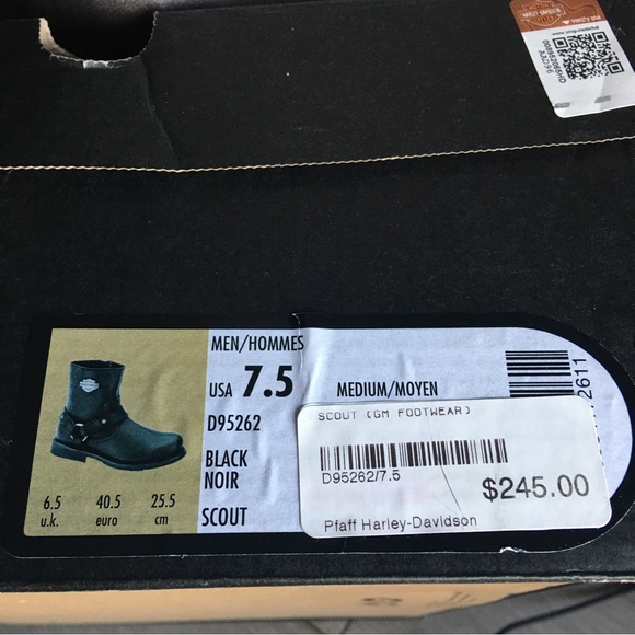 NEW Harley Davidson Men's SCOUT Black LTHR Motorcycle Riding Boots D9526… - Picture 15 of 15